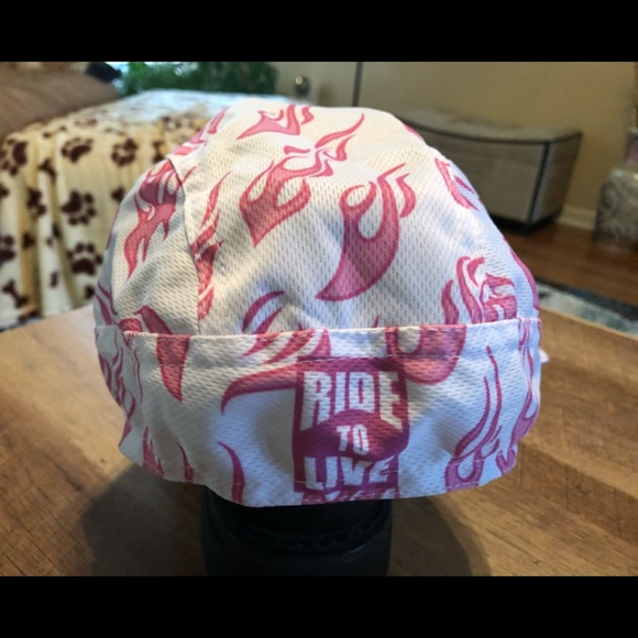 Do Rag - Head Scarf Pink “ RIDE TO LIVE” - Picture 2 of 3